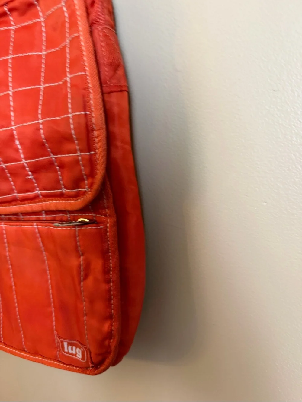 Lug Moped Crossbody Bag Quilted Orange Medium Travel Adjustable Strap Purse